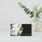Elegante moderne witte orchideeën zwarte Visitekaa Visitekaartje (Staand voorkant)