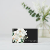 Elegante moderne witte orchideeën zwarte Visitekaa Visitekaartje (Staand voorkant)