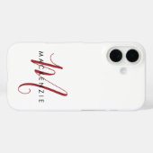 Elegante Moderne Witte Rode Script Monogram Case-Mate iPhone Case (Achterkant (horizontaal))