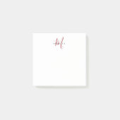 Elegante Moderne Witte Rode Script Monogram Post-it® Notes (Voorkant)