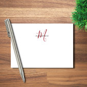 Elegante Moderne Witte Rode Script Monogram Post-it® Notes