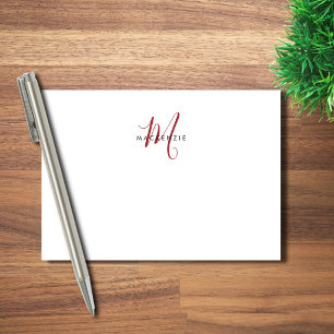Elegante Moderne Witte Rode Script Monogram Post-it® Notes