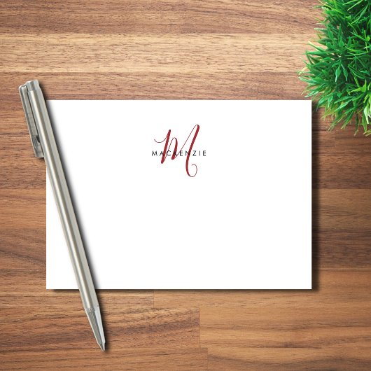 Elegante Moderne Witte Rode Script Monogram Post-it® Notes