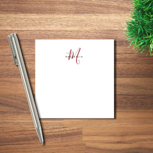 Elegante Moderne Witte Rode Script Monogram Post-it® Notes