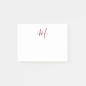 Elegante Moderne Witte Rode Script Monogram Post-it® Notes (Voorkant)