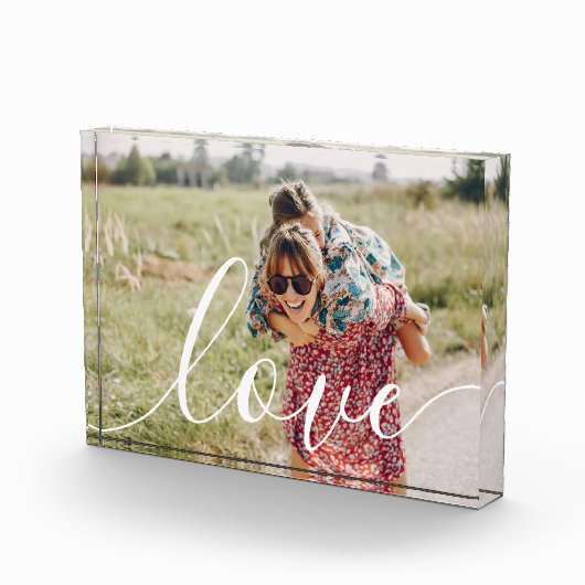 Elegante Moderne Witte Script Liefde Fotoblokken (Rechts)