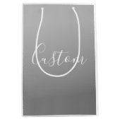 Elegante moderne witte script met grijze gradiënt medium cadeauzakje (Voorkant)