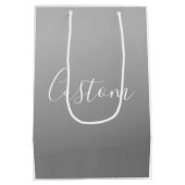 Elegante moderne witte script met grijze gradiënt medium cadeauzakje (Achterkant)
