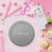 Elegante moderne witte script schrijven grijs verl papieren bordje (Feest)