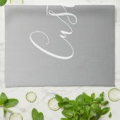 Elegante moderne witte script schrijven grijs verl theedoek (Gevouwen)