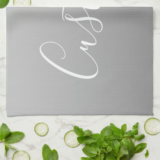 Elegante moderne witte script schrijven grijs verl theedoek (Gevouwen)