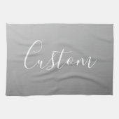Elegante moderne witte script schrijven grijs verl theedoek (Horizontaal)