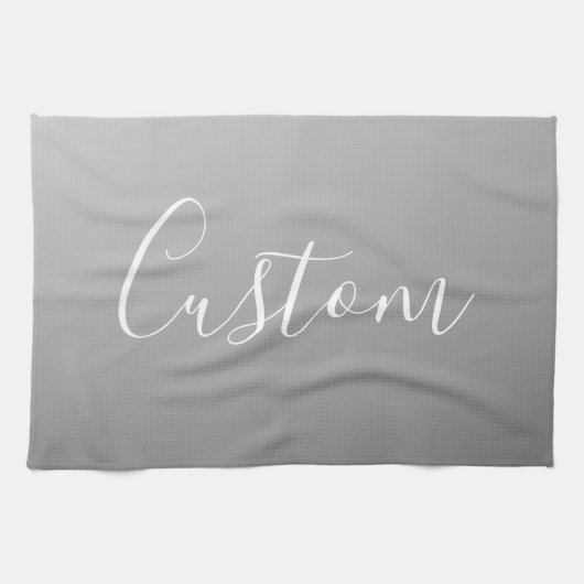 Elegante moderne witte script schrijven grijs verl theedoek (Horizontaal)