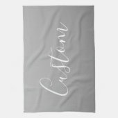 Elegante moderne witte script schrijven grijs verl theedoek (Verticaal)