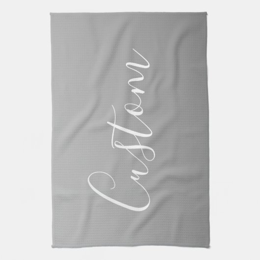 Elegante moderne witte script schrijven grijs verl theedoek (Verticaal)