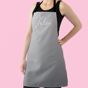 Elegante moderne witte script schrijven grijze gra schort