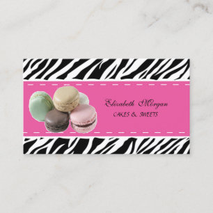 Elegante moderne zebraprint, Franse macaron Visitekaartje