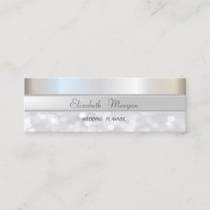 Elegante moderne zilveren glitter bokeh, parels mini visitekaartje