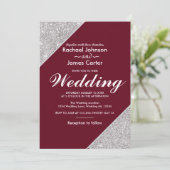 Elegante moderne zilveren glitter op Bourgogne Kaart (Staand voorkant)