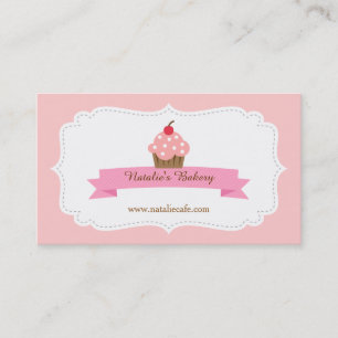 Elegante, Moderne, Zoete Roze Cupcake, Bakkerij Visitekaartje