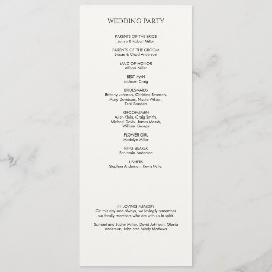 Elegante moderne zonnebloem bruiloft programma (Achterkant)