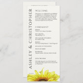 Elegante moderne zonnebloem bruiloft programma (Voorkant / Achterkant)