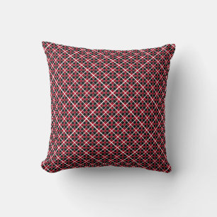 Elegante moderne zwart rood wit geruit kussen
