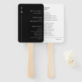 Elegante moderne zwart-wit bruiloft programma's handwaaier (Voorkant en achterkant)