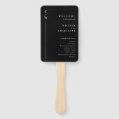 Elegante moderne zwart-wit bruiloft programma's handwaaier (Voorkant)