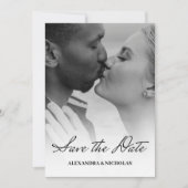 Elegante moderne zwart-wit foto bewaar de datum save the date (Voorkant)
