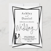 Elegante moderne zwart-wit paar bruiloft kaart (Voorkant)