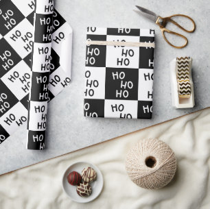 Elegante moderne zwart-wit typografie Kerstmis Cadeaupapier