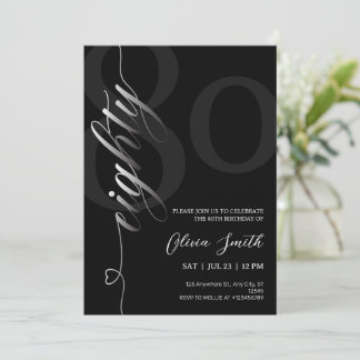 Elegante moderne zwarte 80ste verjaardagsfeest kaart
