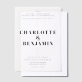 Elegante moderne zwarte bruiloft vellum uitnodigingen (Offset)