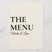 Elegante moderne zwarte crème vet retro bruiloft menu (Achterkant)
