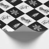 Elegante moderne zwarte en witte Kerstmis Cadeaupapier (Hoek)