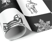 Elegante moderne zwarte en witte Kerstmis Cadeaupapier (Rol Hoek)