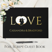 Elegante moderne zwarte foto hart aangepaste bruil gastenboek