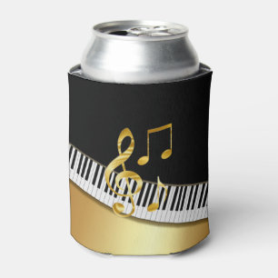 Elegante Moderne Zwarte Gouden Muzieknoten, Pianot Blikjeskoeler