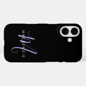 Elegante Moderne Zwarte Lavendel Script Monogram Case-Mate iPhone Case (Achterkant (horizontaal))