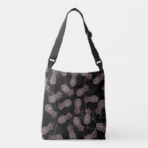 elegante moderne zwarte marmer roos gouden ananana crossbody tas