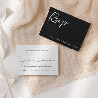Elegante moderne zwarte-tie bruiloft RSVP kaart