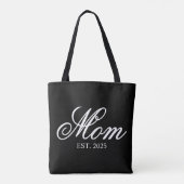 Elegante Moeder Opgericht Jaar Witte Script Draagtas (Achterkant)