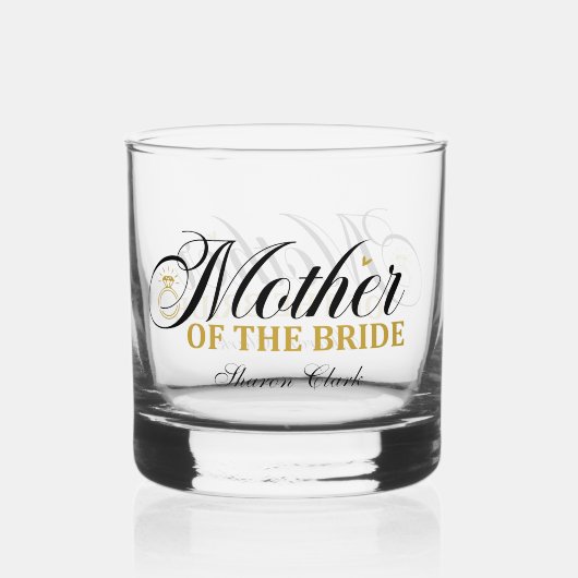 elegante moeder van de bruid en naam bruiloft whisky glas (Voorkant)