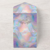 Elegante moeder-van-parel kleurrijke bruiloft all in one uitnodiging (Buitenkant)