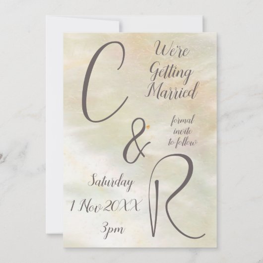 Elegante Moeder-van-Parel Perzik Save the Date Kaart (Achterkant)