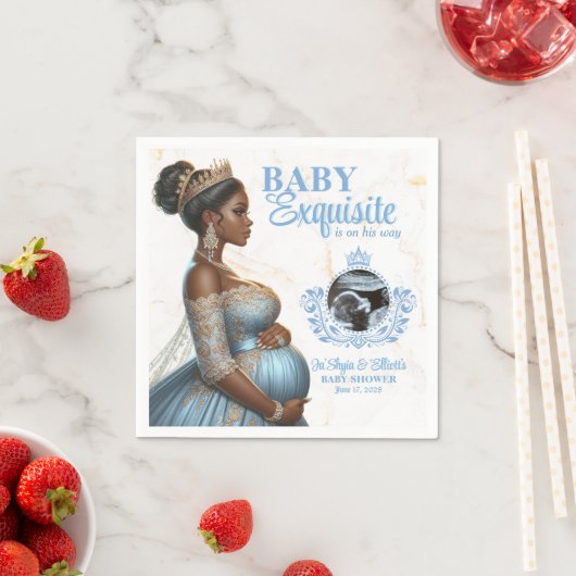 Elegante moeder wordt Blue & Gold Royal Baby showe Servet (Insitu)