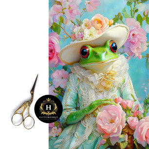 Elegante Moederdag Kikker in Bloemenhoed Decoupage Tissuepapier