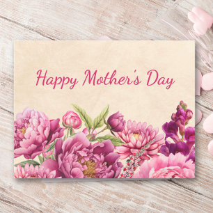 Elegante Moederdag voor oma Roze Pioen Feestdagenkaart