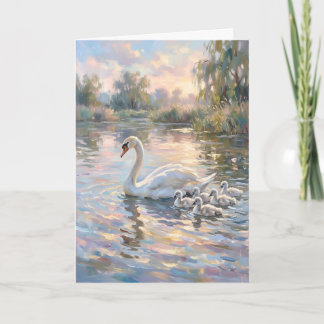 Elegante Moederzwaan en Baby's Moederdag Feestdagen Kaart